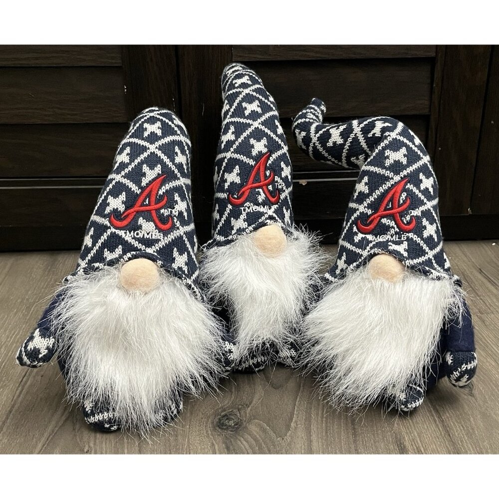 Lot 3 Atlanta Braves Gnomes Memory Company Decoration MLB Baseball Christmas